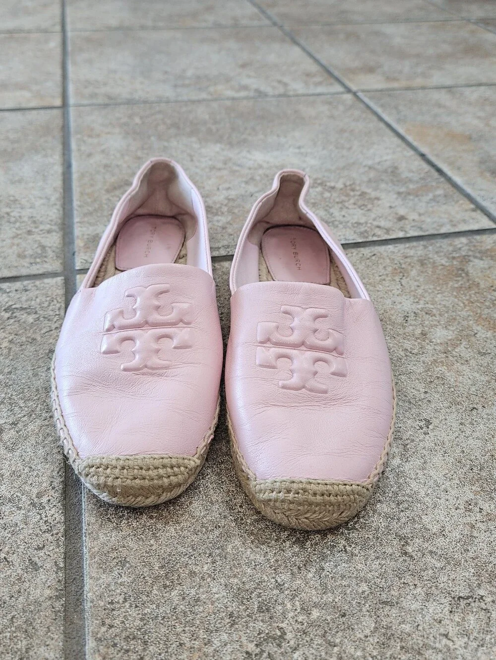 Tory Burch Light Pink Leather Espadrille Flats